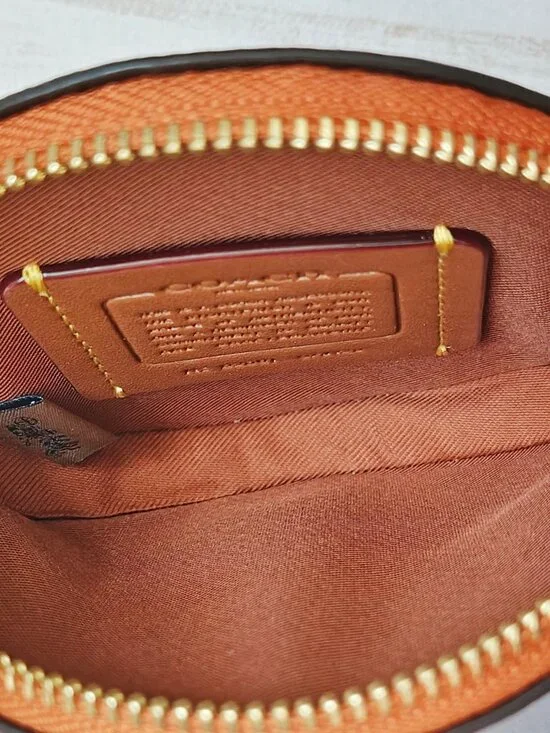 Coach Orange Coin Purse Zip Pouch - Picture 9 of 9